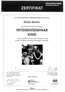 Zertifikat Stefan Becker für Intensivseminar Kind